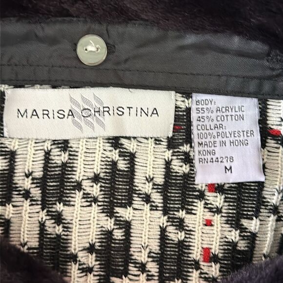 Houndstooth Sweater Jacket Size Medium Full Zip - Picture 8 of 12